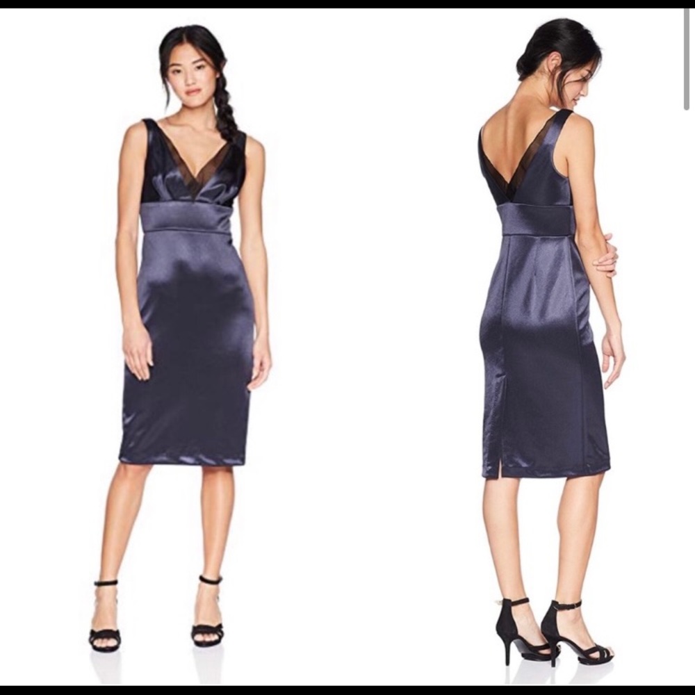 Vera Wang satin navy dress